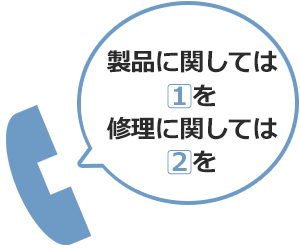 製品に関しては１を修理に関しては２を